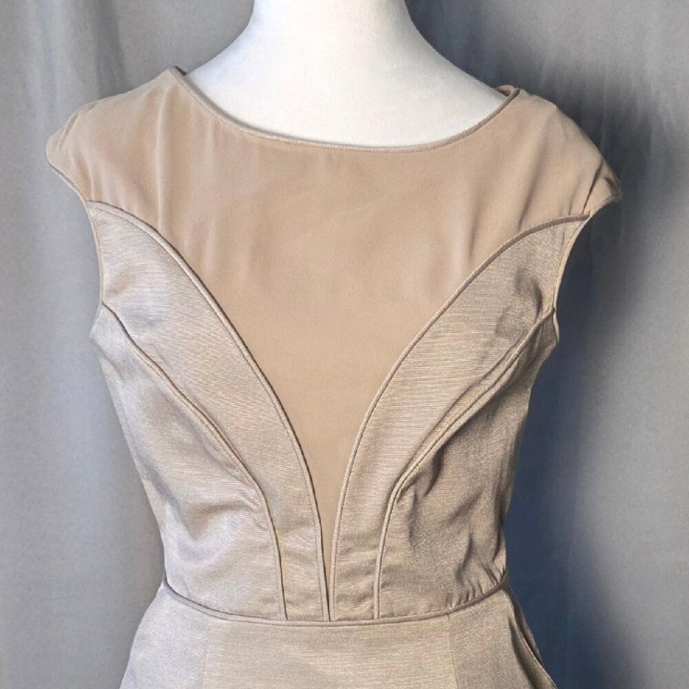 Beige Sheath Dress Size 4 Maggy London Style Fully Lined Career Cocktail